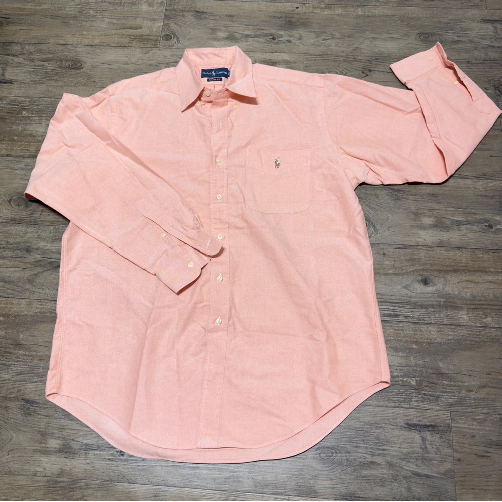 Ralph Lauren CLASSIC FIT Button Down Shirt, Salmon Orange Size Large